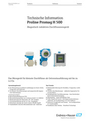 Endress+Hauser Proline Promag H 500 Technische Information