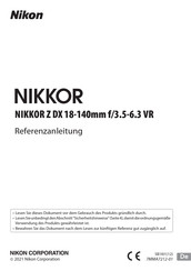 Nikon NIKKOR Z DX 18-140mm f/3.5-6.3 VR Referenz-Anleitung