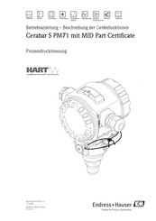 Endress+Hauser Cerabar S PM71 mit MID Part Certificate Betriebsanleitung