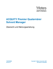 Waters ACQUITY Premier Quaternaren Solvent Manager Übersicht Und Wartungsanleitung