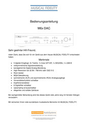 Musical Fidelity M6x DAC Bedienungsanleitung