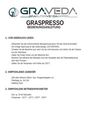 GRAVEDA GRASPRESSO Bedienungsanleitung