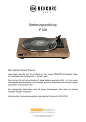 REICHMANN AudioSysteme REKKORD AUDIO F 300 Bedienungsanleitung