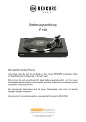 REICHMANN AudioSysteme REKKORD AUDIO F 400 Bedienungsanleitung