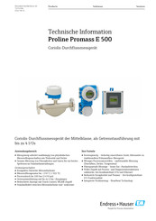 Endress+Hauser Proline Promass E 500 Technische Information