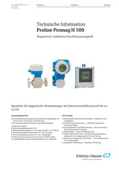 Endress+Hauser Proline Promag H 500 Technische Information