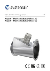 SystemAir AxZent 400EC-L Einbau-, Betriebs- Und Wartungsanleitung