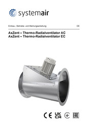 SystemAir AxZent AC Serie Einbau-, Betriebs- Und Wartungsanleitung