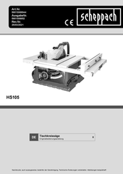 Scheppach HS105 Original Bedienungsanleitung