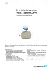 Endress+Hauser Proline Promass A 500 Technische Information