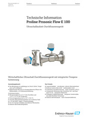 Endress+Hauser Proline Prosonic Flow E 100 Technische Information