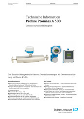 Endress+Hauser Proline Promass A 500 Technische Information