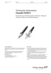 Endress+Hauser Cleanfit CPA871 Technische Information