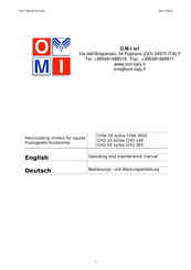 omi CHO 39 Bedienungs- Und Wartungsanleitung