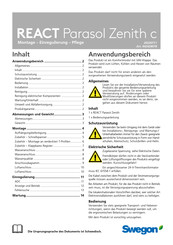 Swegon REACT Parasol Zenith c Montage, Einregulierung, Pflege