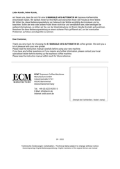 ECM Manufacture S-AUTOMATIK 64 Bedienungsanleitung