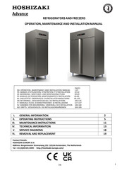 Hoshizaki Advance K-140-4-L Bedienungs-, Wartungs- Und Montageanleitung