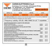 Cardin S508 Inbetriebnahme Und Benutzung Technische Installations- Und Referenzzeichnungen