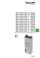 Balluff BIS U-6027-060-15 TCP/IP Serie Technische Beschreibung, Betriebsanleitung