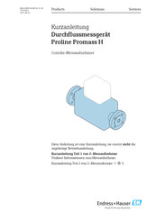 Endress+Hauser Proline Promass H Kurzanleitung