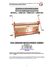 HOLZMANN-MASCHINEN UBM305 Gebrauchsanweisung
