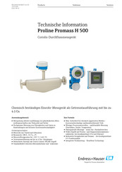 Endress+Hauser Proline Promag H 500 Technische Information