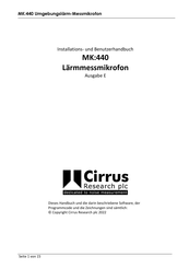 Cirrus Research MK440 Installations- Und Benutzerhandbuch