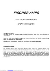 Fischer Amps Speaker Checker Bedienungsanleitung