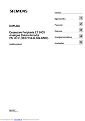 Siemens ET 200S 2AI U HF Handbuch