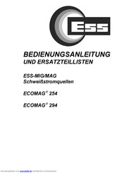 ESS Ecomag 294 Bedienungsanleitung