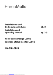HomeMatic LED16 Installations- Und Bedienungsanleitung