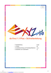 XYZ Printing da Vinci 1.1 Plus Schnellanleitung