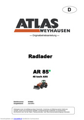 Atlas Weyhausen AR 85e Betriebsanleitung