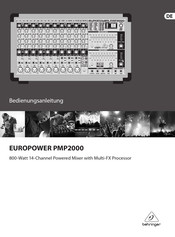 Behringer EUROPOWER PMP2000 Bedienungsanleitung