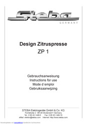 Steba zp 1 Gebrauchsanweisung