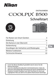 Nikon Coolpix B500 Schnellstartanleitung