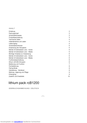 Lenz lithium pack rcB1200 Gebrauchsanweisung