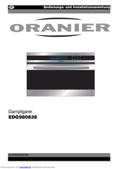 Oranier EDG980838 Bedienungs- Und Installationsanleitung