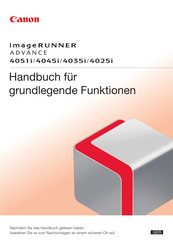 Canon imageRUNNER ADVANCE 4051i Handbuch Für Grundlegende Funktionen