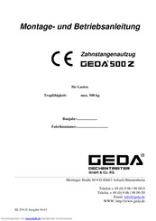 GEDA 500z Montage- Und Betriebsanleitung