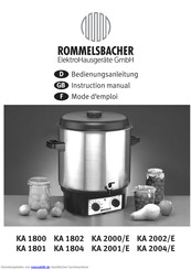 Rommelsbacher KA 2004/E Bedienungsanleitung