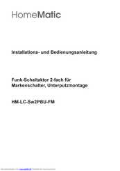 HomeMatic HM-LC-Sw2PBU-FM Installations- Und Bedienungsanleitung