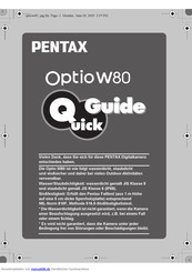 Pentax Optio W80 Schnellstartanleitung