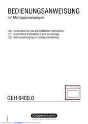 Küppersbusch GEH 6400.0 Bedienungsanweisung Mit Montageanweisungen