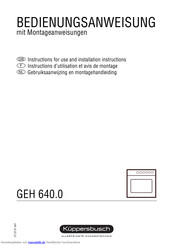 Küppersbusch GEH 640.0 Bedienungsanweisung Mit Montageanweisungen