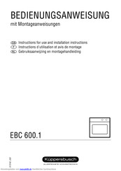 Küppersbusch EBC 600.1 Bedienungsanweisung Mit Montageanweisungen