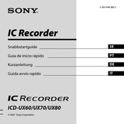 Sony ICD-UX70 Kurzanleitung