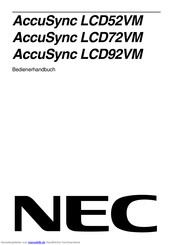 NEC AccuSync LCD72VM Handbuch