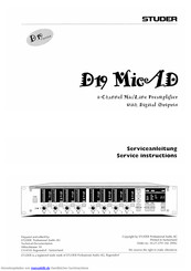 Studer D19 Mic Ad Serviceanleitung