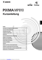 Canon Pixma MP810 Kurzanleitung